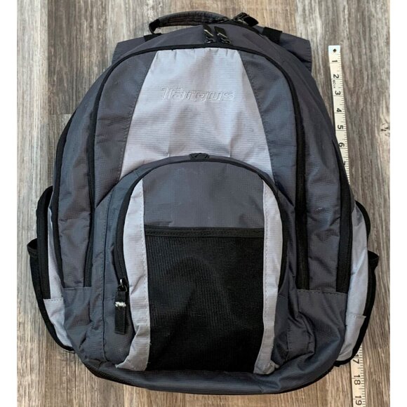 Targus Backpack Padded Computer Compartment 3 Mesh and 5 Zip Pockets Gray Black - Picture 12 of 14